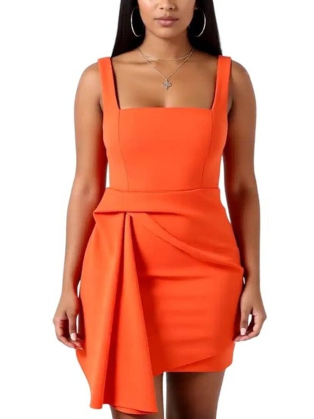 Belle Badgley Mischka Orange Draped Mini Dress Size 4 NWT